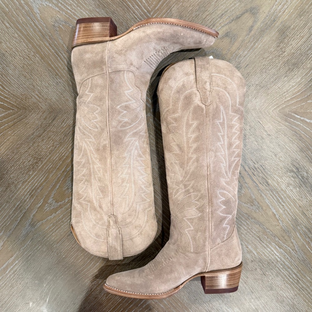 Tecovas The Abby Driftwood Suede Tall Western Cowgirl Boots NWOB 8B Classic - Picture 7 of 10